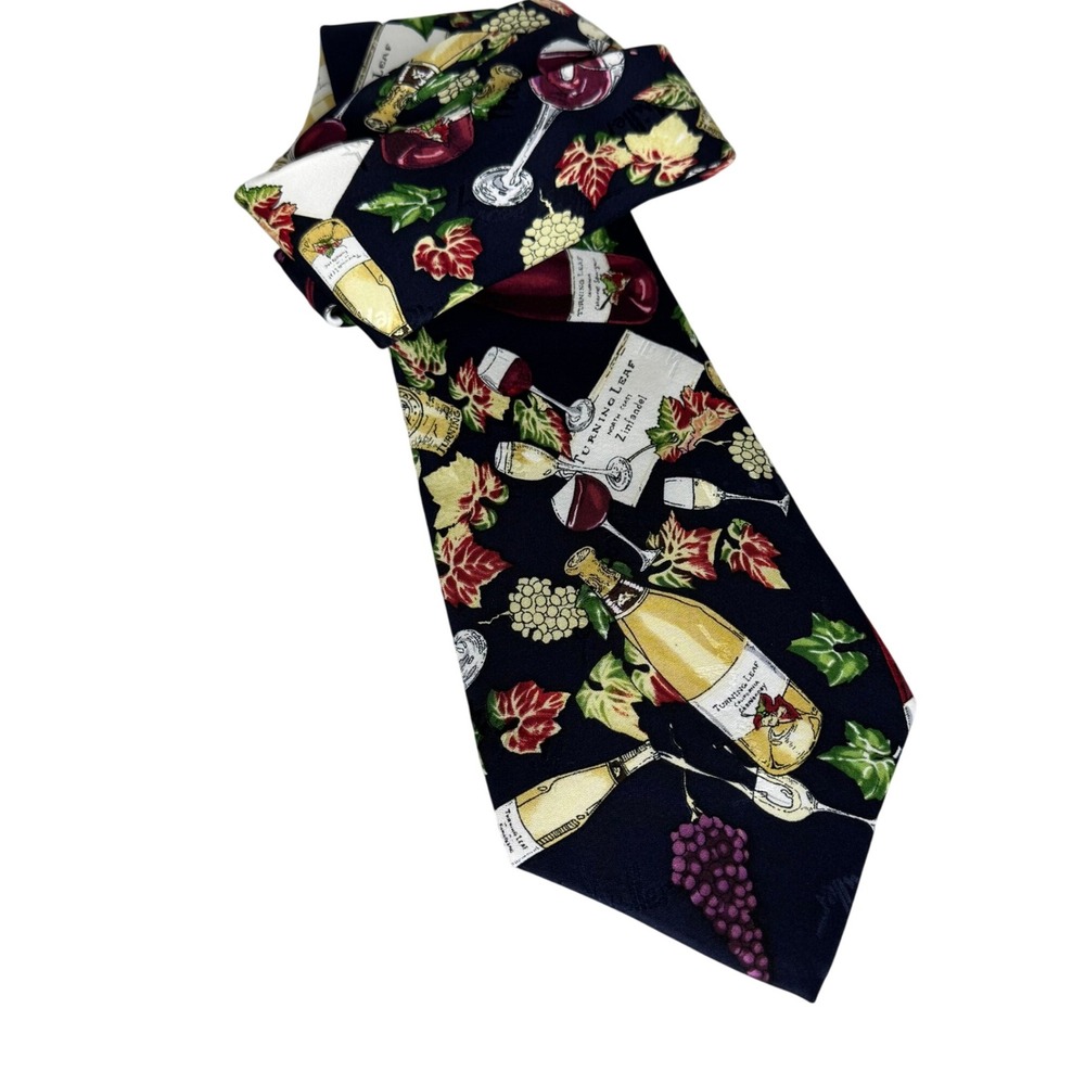 Vintage Nicole Miller Turning Leaf‎ Wine silk tie 1996